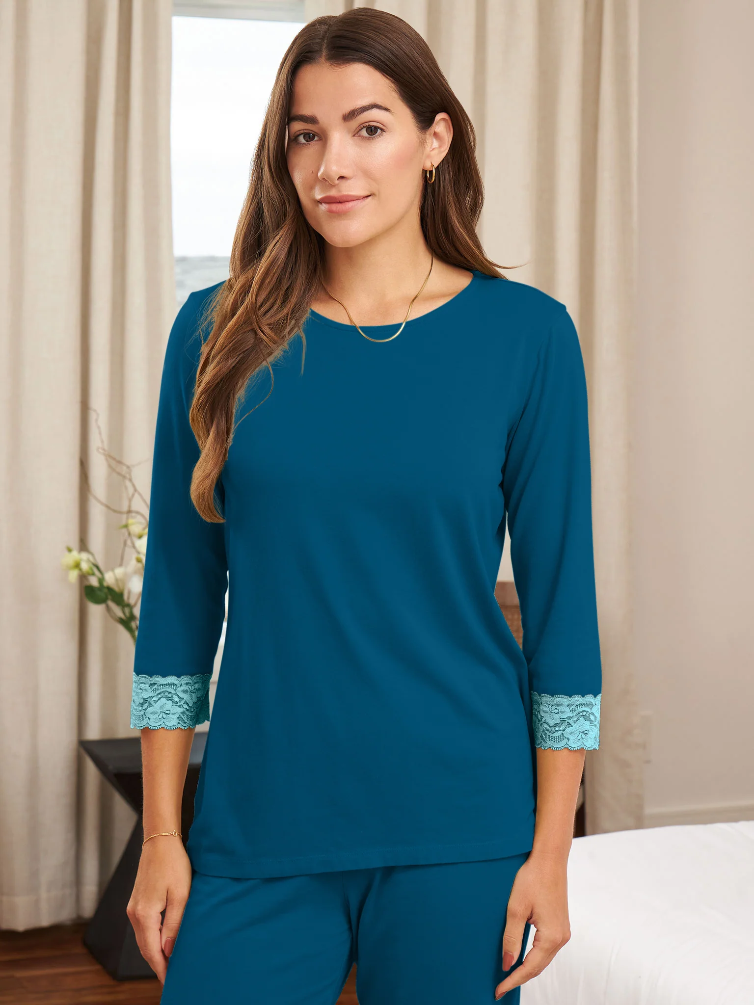 Lace Hem PJ Top - Image 11
