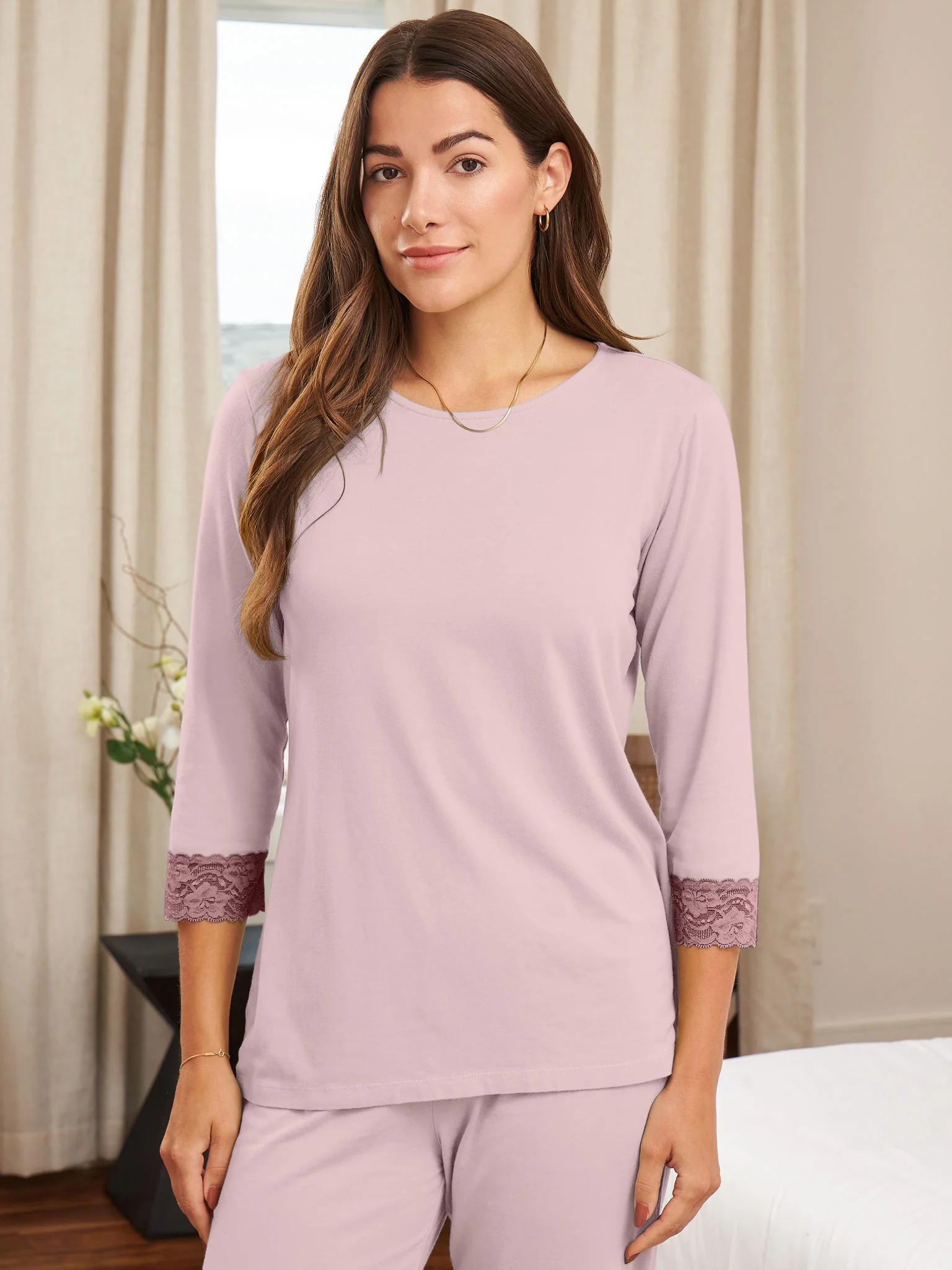 Lace Hem PJ Top - Image 12